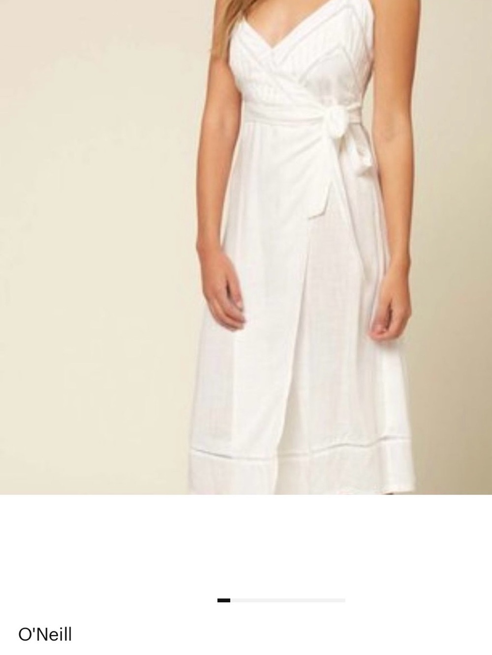 O'Neill White Sleeveless Wrap Midi Dress 100% cotton